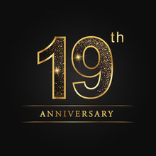 Anniversary,aniversary, Nineteen Years Anniversary Celebration Logotype. 19th Anniversary Logo. Nineteen Years.