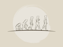 Theory Of Evolution Of Man - Human Development - Hand Drawn Sketch Vector Illustration