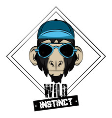 Wall Mural - Hipster wild monkey print for t shirt vector illustration clothing design