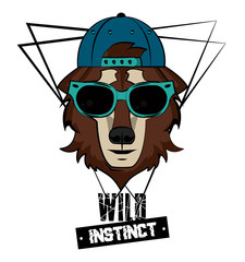 Wall Mural - Hipster wild wolf print for t shirt vector illustration clothing design