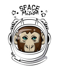 Canvas Print - Cool monkey on astronaut helmet vector clothing design