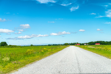 Wall Mural - Road across beautiful countryside in summer season