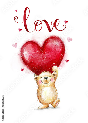 pix Valentines Cute Big Teddy Bear Drawing adobe stock