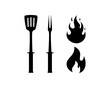 Cooking Berbecue with Spatula and Fork Tool with Fire Symbol Logo Vector