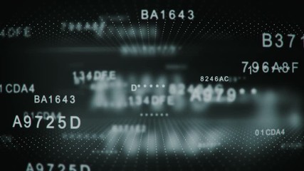 Wall Mural - decoding encrypted hexadecimal data. digital security and information technology concept. computer g
