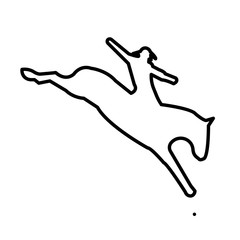 Poster - bucking horse silhouette outline on white background