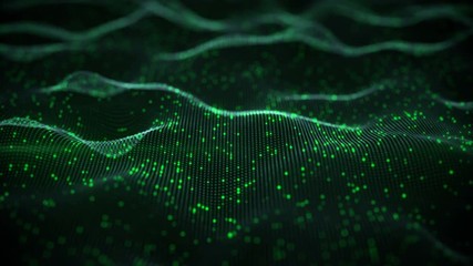 Wall Mural - glowing green neural network. futuristic infrormation technology or artificial intelligence concept.