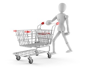 Wall Mural - White dummy with shopping cart