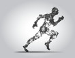 Polygonal Running man figure on white background