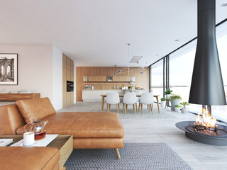 modern loft apartment. 3d rendering