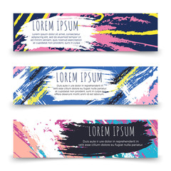 Sticker - Colorful grunge horizontal banner templates vector