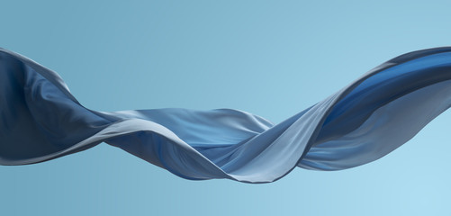 cloth wave movement in the air on blue sky tone background