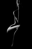 black and white female body in back light art photography