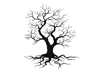 tree silhouette isolated on white background.