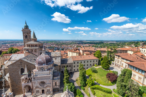 Aerial view of beautiful Bergamo Alta skyline, Italy Принти на полотні