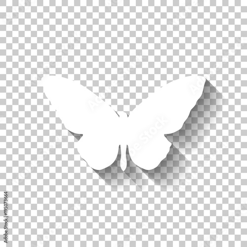Butterfly Icon White Icon With Shadow On Transparent