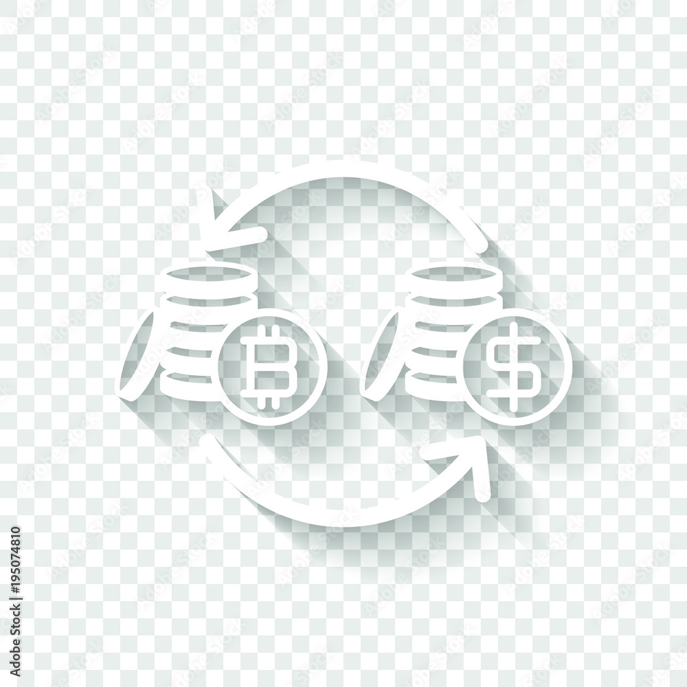 change bitcoin icon. White icon with shadow on transparent background Stock  Vector | Adobe Stock