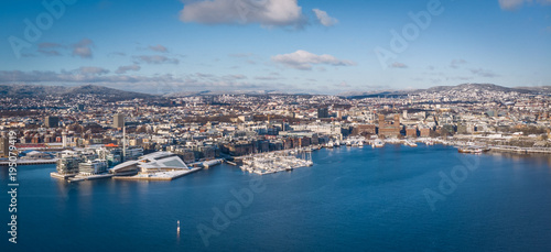Panorama of Oslo, Norway: Tjuvholmen, Aker Brygge & City Hall Canvas Print