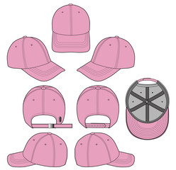 Wall Mural - Baseball cap fashion flat technical drawing template