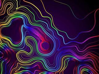 Aufkleber - Abstract colorful topographic contours lines of mountains background. Topography map art curve drawing. vector illustration.