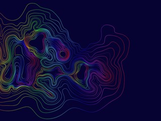 Aufkleber - Abstract Colorful rainbow topographic contours lines of mountains background. Topography map art curve drawing. vector illustration.