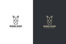 Stylized Geometric Rhinoceros Head Illustration. Vector Icon Tribal Rhino Design.