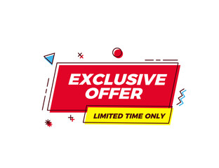 Wall Mural - trendy exclusive offer geometric vector banner. limited time only tag with in modern retro pop comic