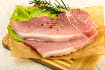 Raw pork steak