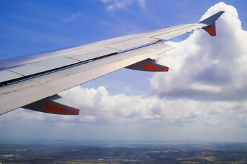 White clouds, view from above air plane window