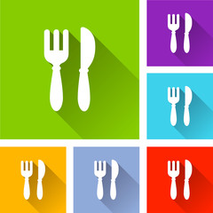 Canvas Print - restaurant icons with long shadow