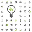 Eco energy bulb icon. Eco and Alternative Energy vector icon set. Energy source electricity power resource set vector.