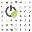 Green power icon. Eco and Alternative Energy vector icon set. Energy source electricity power resource set vector.