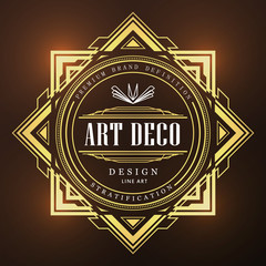 Wall Mural - art deco vintage badge logo retro design vector illustration