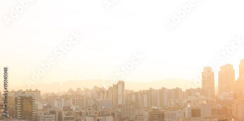Plakat Cityscape at Sunrise. Seul, Korea Południowa