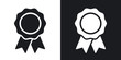 Vector badge with ribbons icon. Two-tone version on black and white background