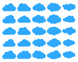 Clouds silhouettes. Vector set of clouds shapes. Collection of various forms and contours. Design elements for the weather forecast, web interface or cloud storage applications