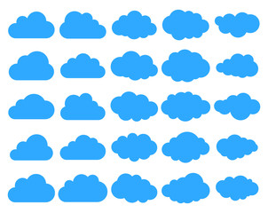 Wall Mural - clouds silhouettes. vector set of clouds shapes. collection of various forms and contours. design el
