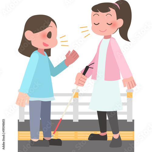 視覚障害者に話しかける女性 Stock Vector Adobe Stock 視覚障害者に話しかける女性 Stock Vector Adobe Stock