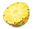 Pineapple slice isolated on white background. Fresh raw ripe fruit.