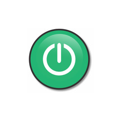 Wall Mural - green round button with metallic border