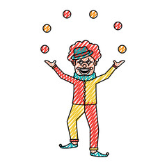 Poster - happy smiling clown juggling balls show character