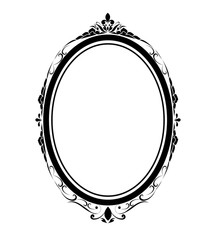  Oval frame and border black and white on white background, Thai pattern, vector illustration