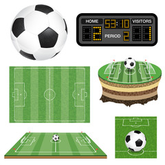 Wall Mural - Soccer Football Field, Ball and Scoreboard