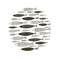 Round pattern with decorative fish