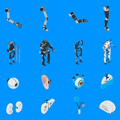 Sticker - Exoskeleton Bionic Prosthetics Icons Set