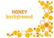 Honey abstract background with yellow and orange honeycomb. Vector illustration.