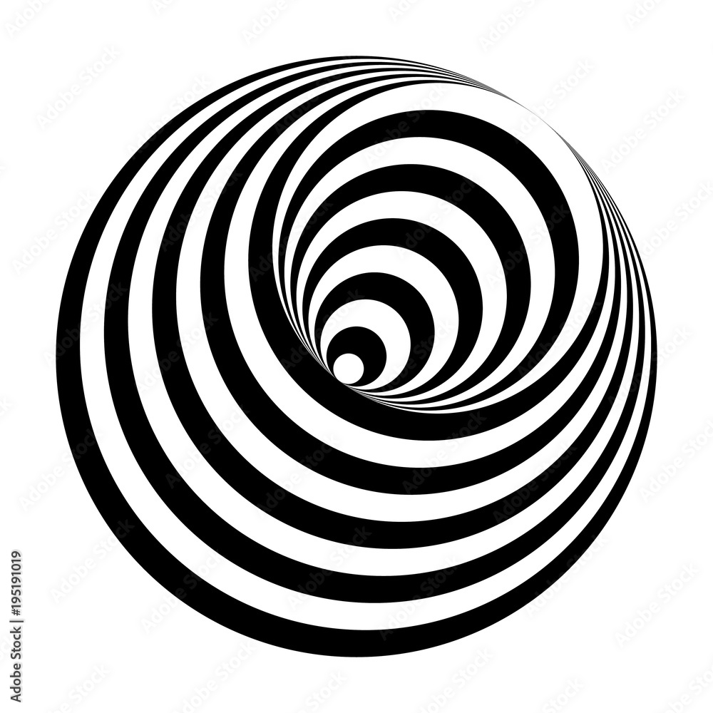 optical illusion black and white circles cone - obrazy, fototapety, plakaty 