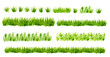 © maribom - Watercolor green grass borders set isolated on white background