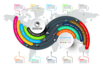 Wall Mural - Business Infographics circle origami with shadow style Vector illustration.