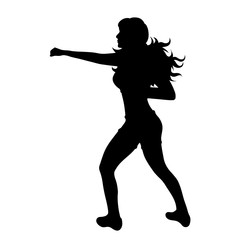 Poster - Vector silhouette of woman who boxing on white background.